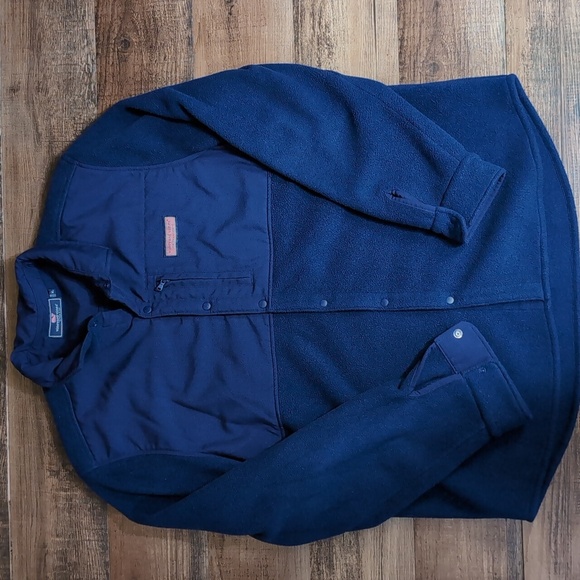 Vineyard Vines Fleece Snap Shacket Shirt Jacket Size XL in Navy Blue - Picture 1 of 10